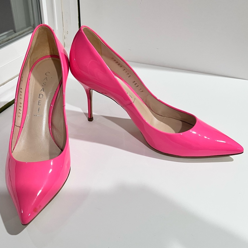 Casadei Neon Pink Heels 37 fits US 6.5